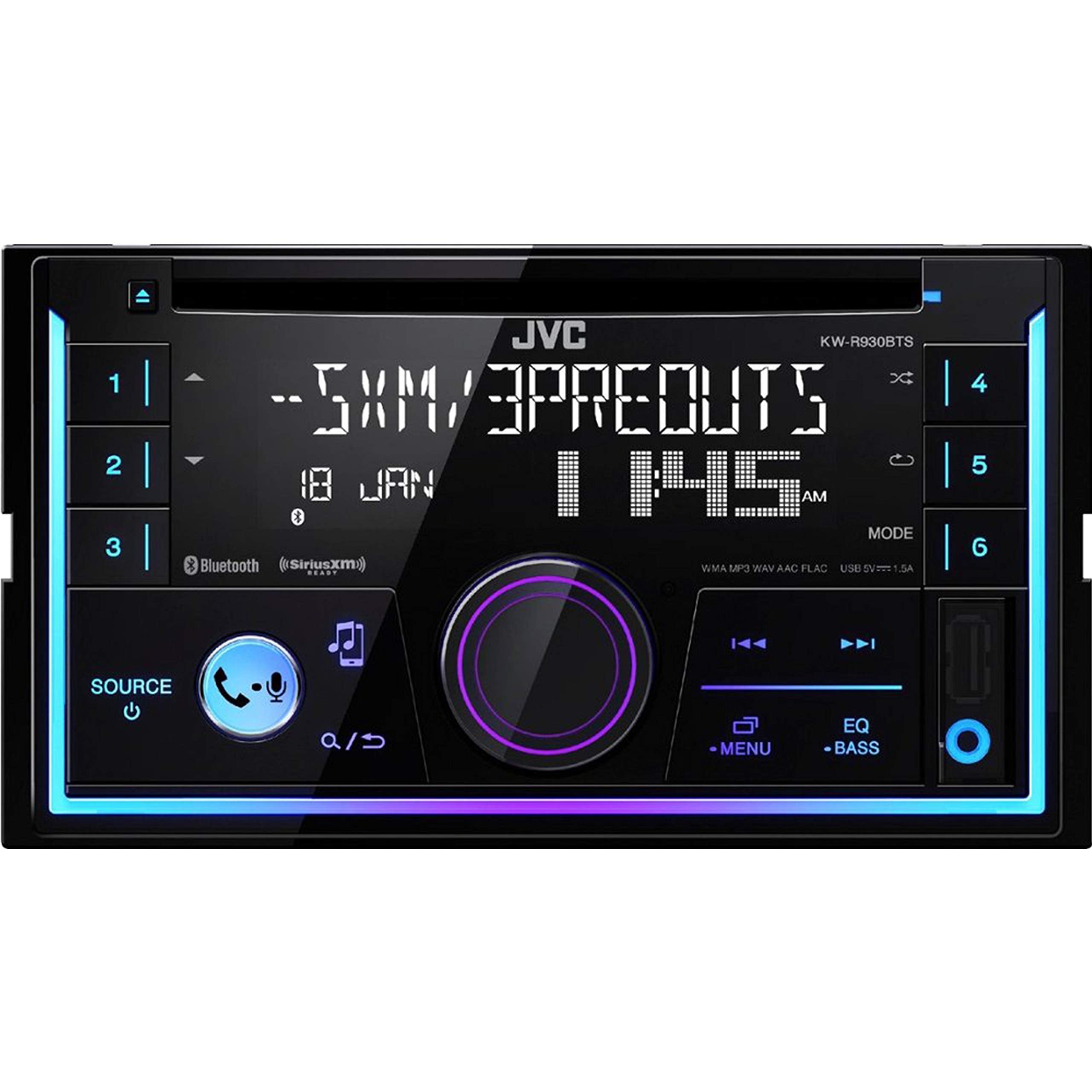 Jvc Magnet Kw-R930Bt Double Din Car Cd Am/Fm Player Receiver With Bluetooth/Iphone/Android + Magnet Phone Holder